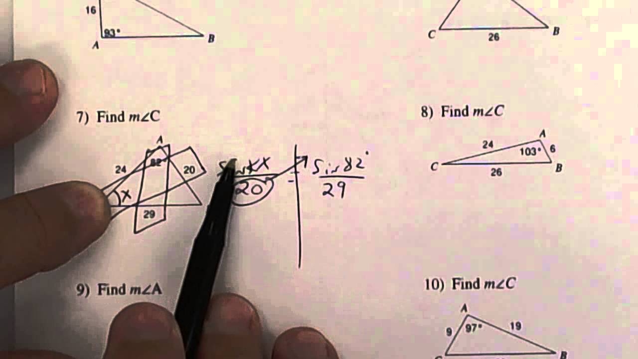 1 26 Law Of Sines Worksheet YouTube