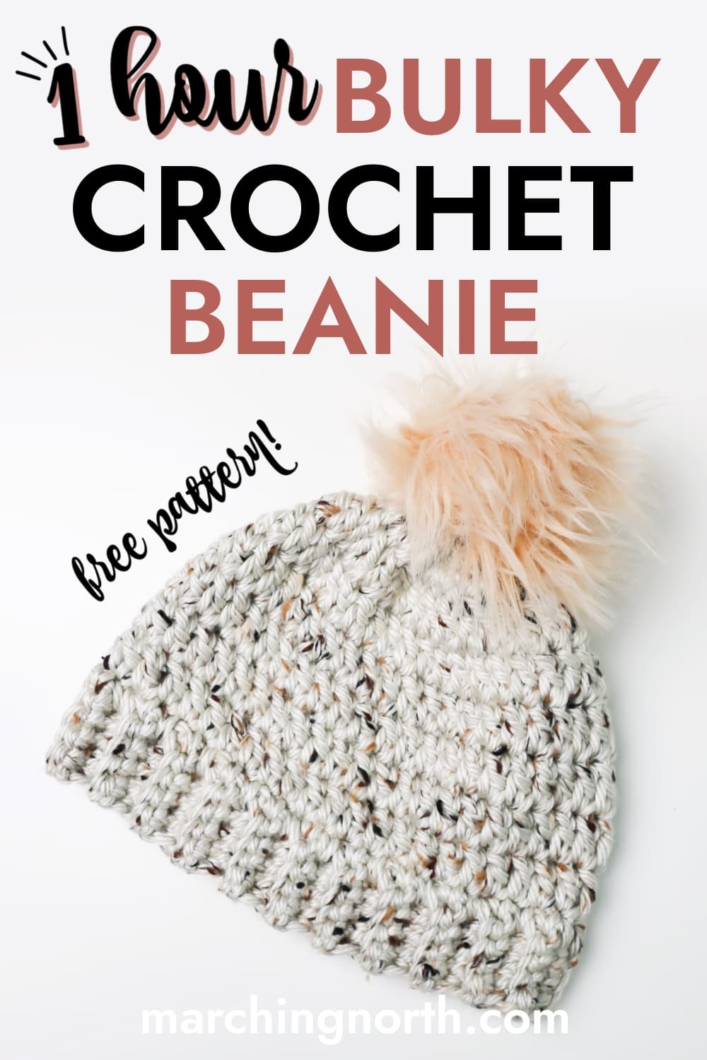1 HOUR Bulky Crochet Beanie Hat Free Pattern Marching North