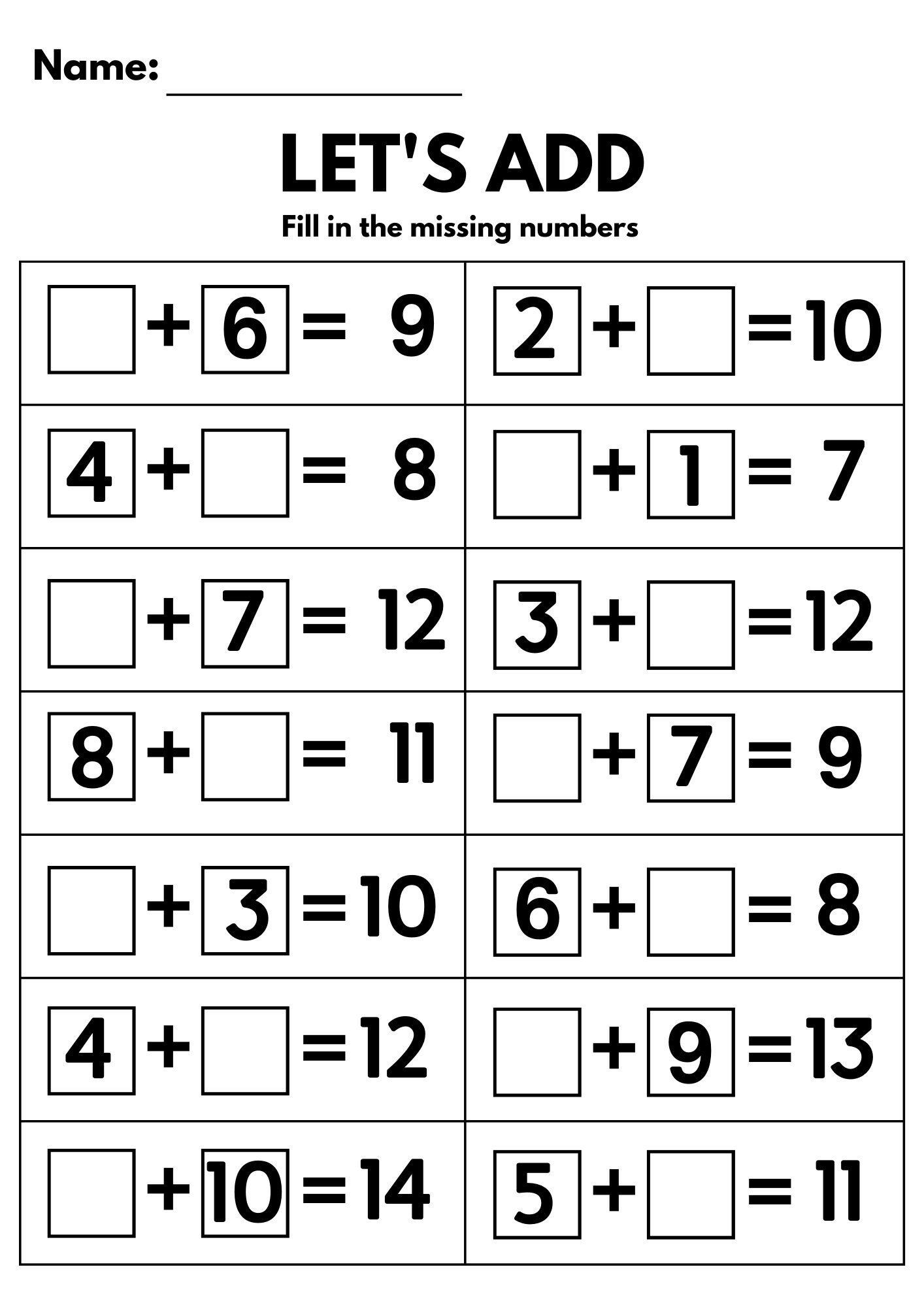 10 Printable Additition Fill In The Blanks Worksheets numbers 1 20 For Kindergarten 1st Grade 2nd Grade Math Addition Worksheets Etsy