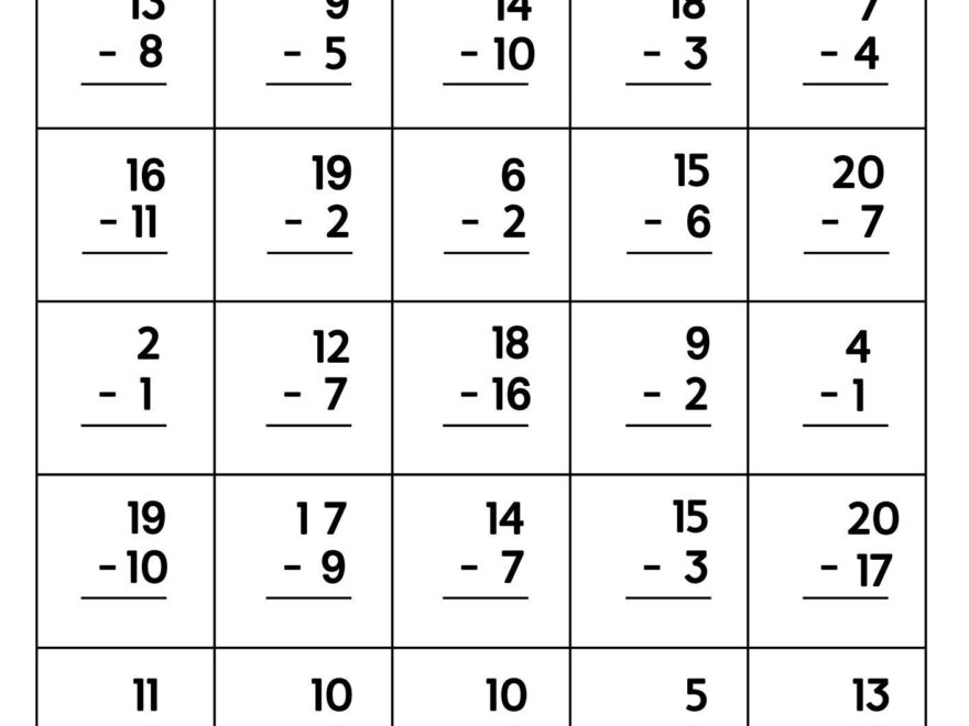 10 Printable Subtraction Fill In The Blanks Worksheets numbers 1 20 For Kindergarten 1st Grade 2nd Grade Math Subtraction Worksheets Etsy