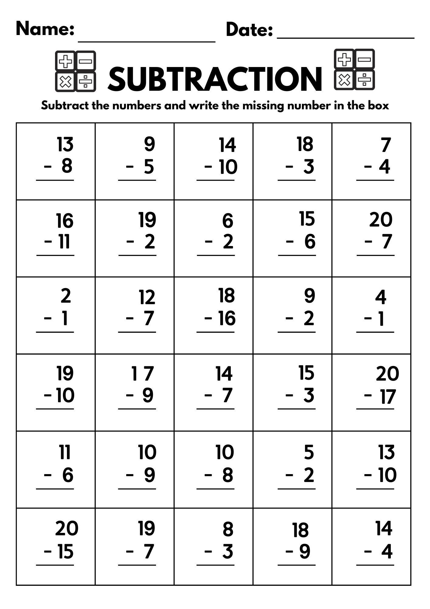 10 Printable Subtraction Fill In The Blanks Worksheets numbers 1 20 For Kindergarten 1st Grade 2nd Grade Math Subtraction Worksheets Etsy 10 Printable Subtraction Fill In The Blanks Worksheets numbers 1 20 For Kindergarten 1st Grade 2nd Grade Math Subtraction Worksheets Etsy