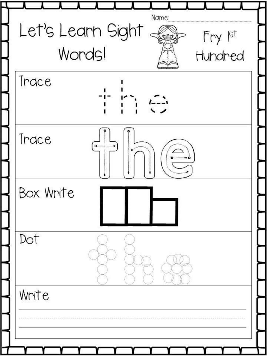 kindergarten sight word practice worksheets kindergarten sight word practice worksheets