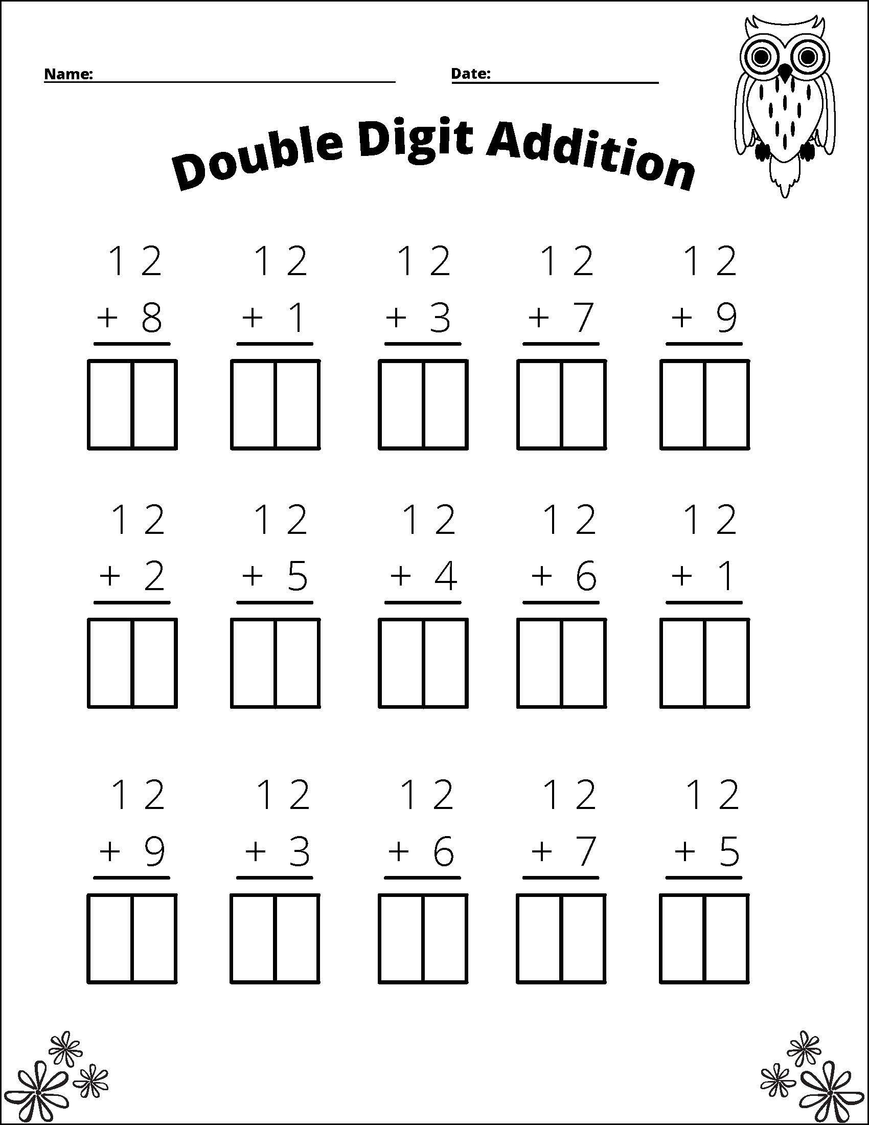 two digit addition worksheets