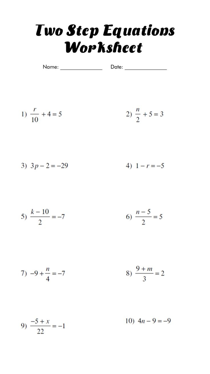 11 Solve Two Step Equations Printable Worksheet 11 Solve Two Step Equations Printable Worksheet