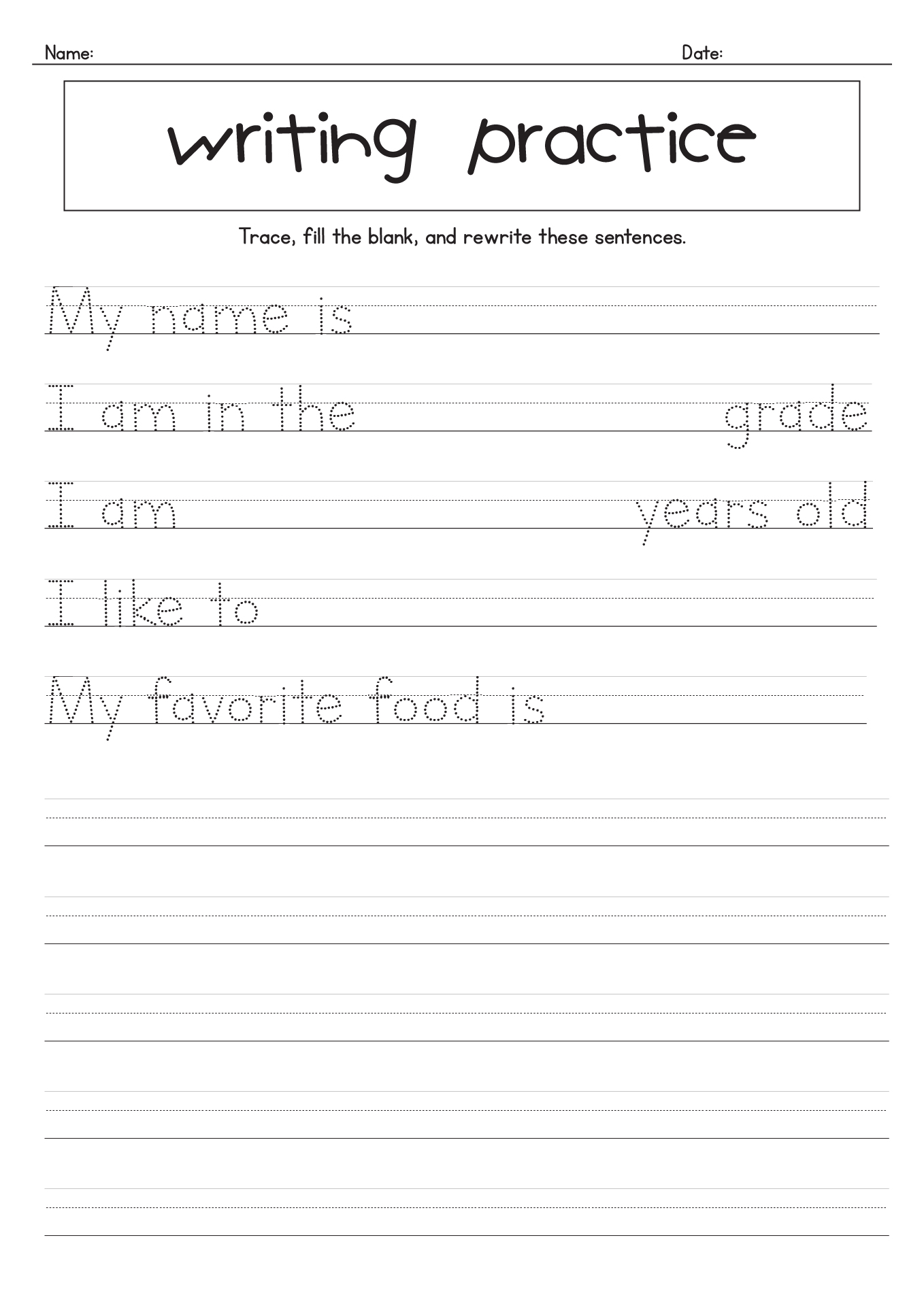 first grade writing worksheets