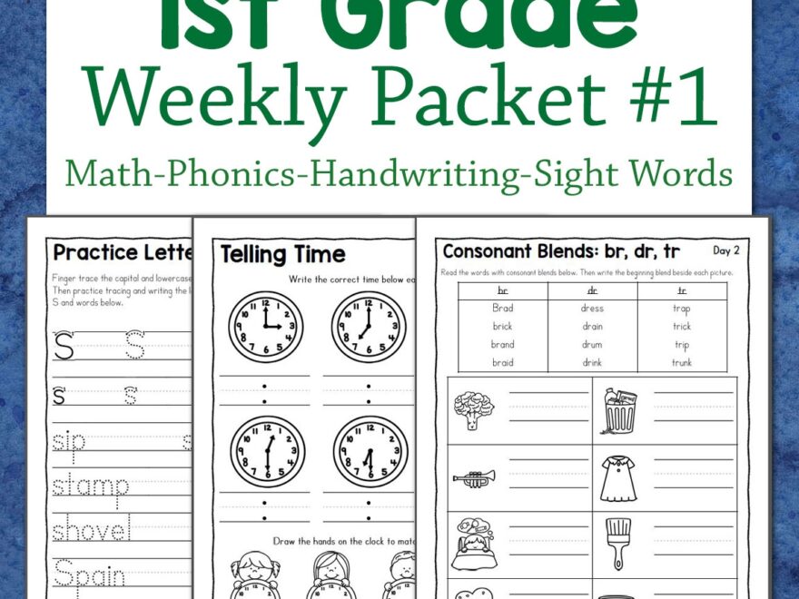 1st Grade Weekly Worksheet Packet 1 Mamas Learning Corner