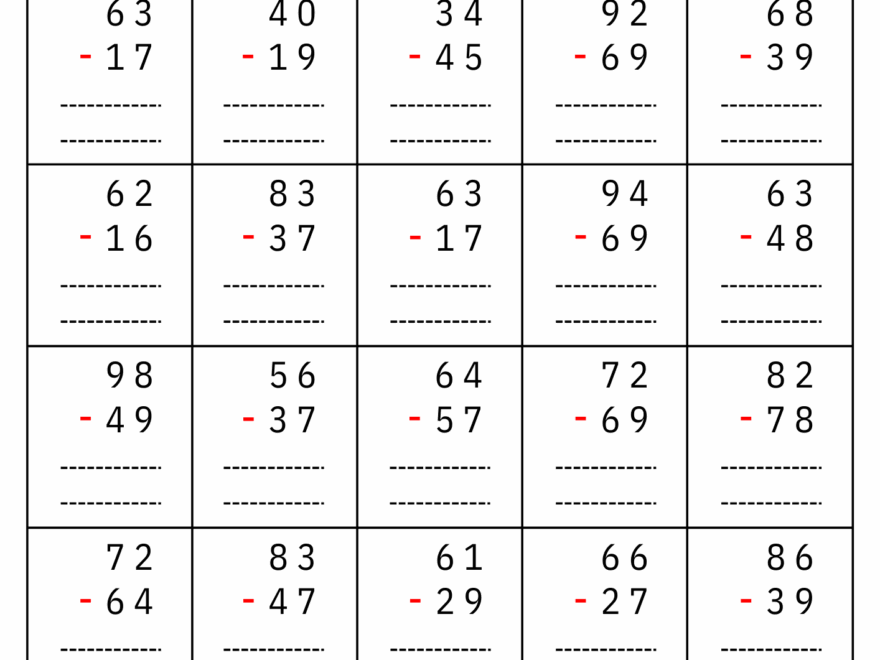 2 Digit Subtraction With Regrouping Number Math Worksheets For Grade 1 2 3 Made By Teachers