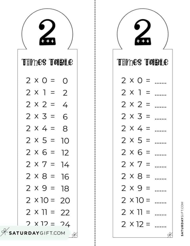 2 Times Table Chart 15 Cute Free Printables SaturdayGift