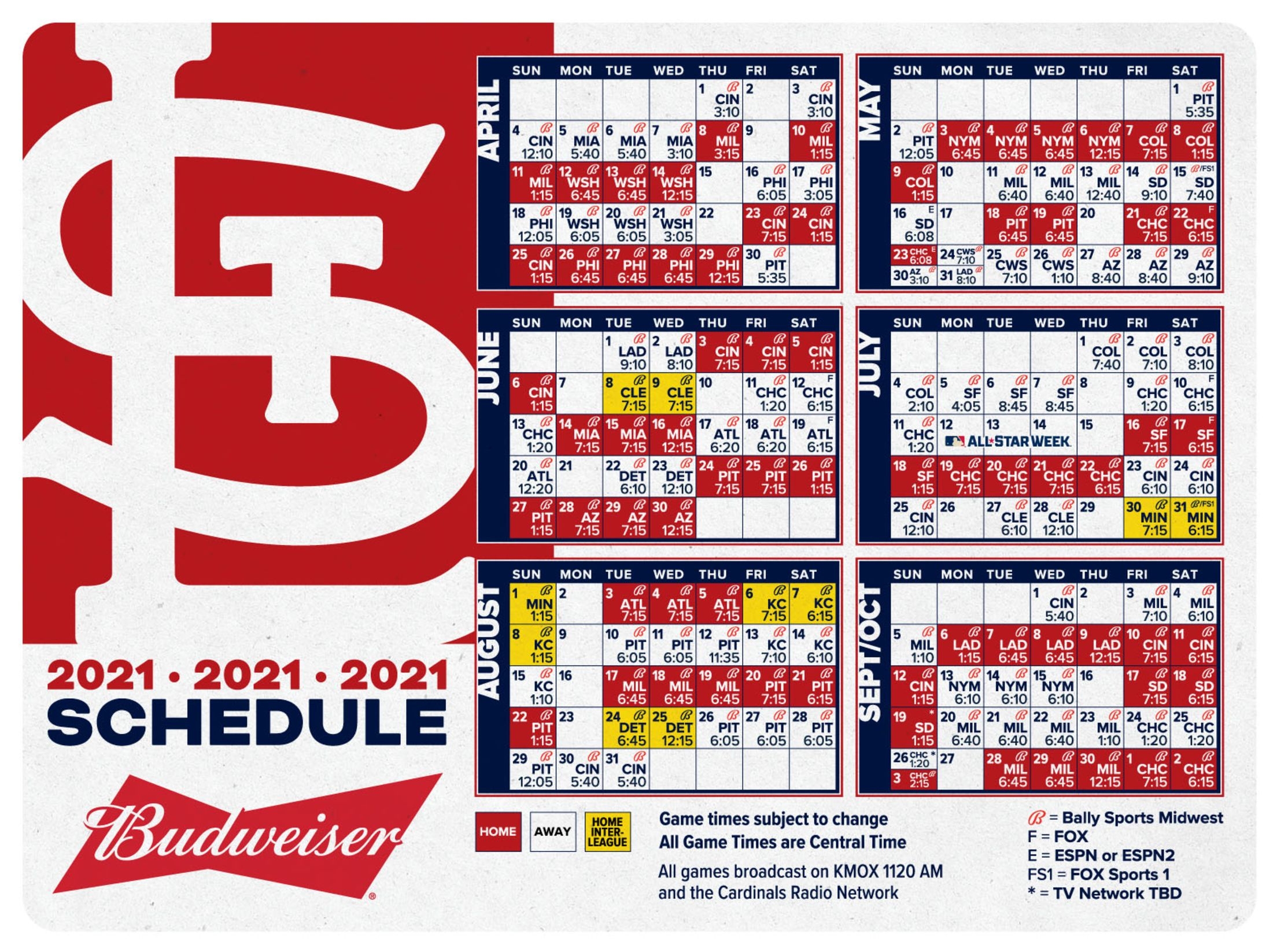 2021 Cardinals Promotions St Louis Cardinals