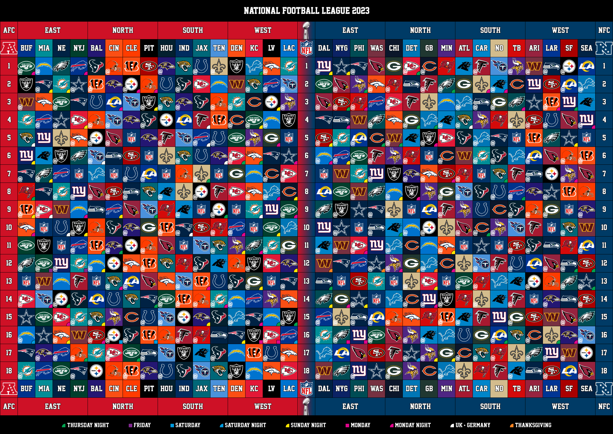 2023 NFL Regular Season Schedule Obda