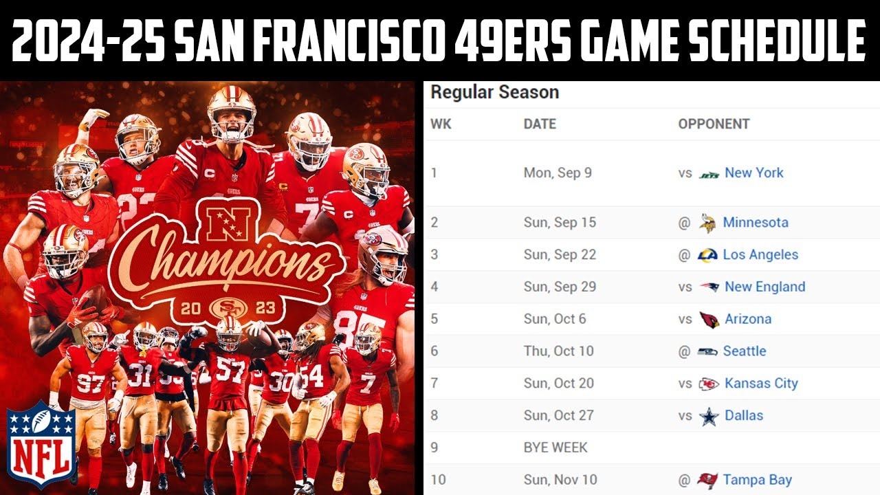 2024 25 San Francisco 49ers Football Games Schedule YouTube