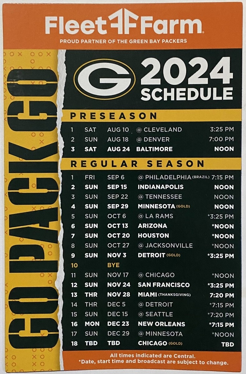 green bay packers printable schedule