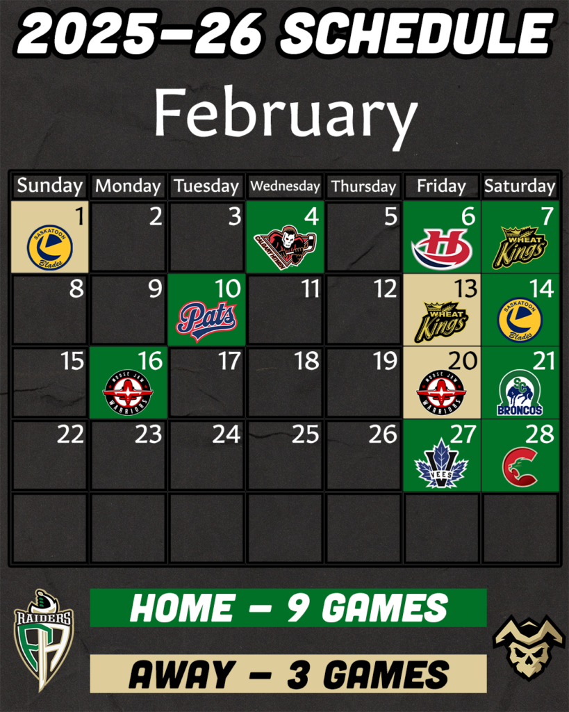 2025 26 Regular Season Schedule Revealed Prince Albert Raiders 2025 26 Regular Season Schedule Revealed Prince Albert Raiders
