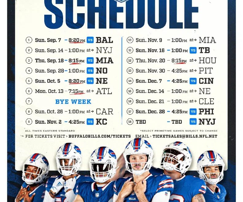 2025 Buffalo Bills Schedule WESB B107 5 FM 1490 AM WBRR 100 1 The Hero
