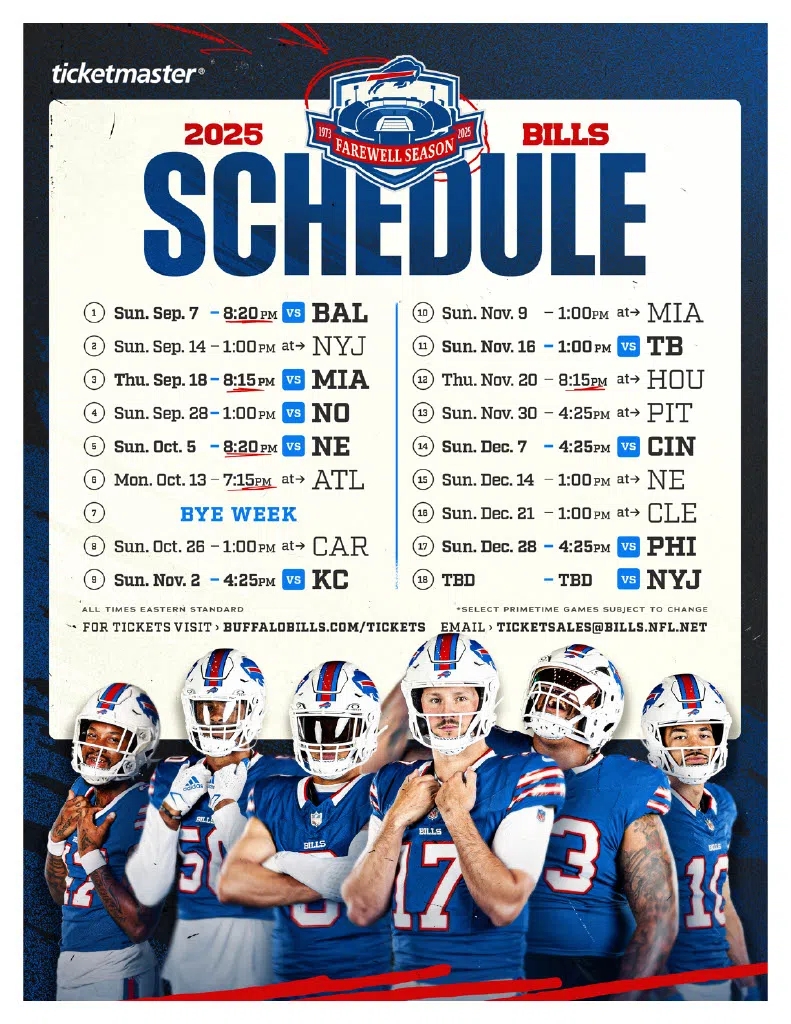 2025 Buffalo Bills Schedule WESB B107 5 FM 1490 AM WBRR 100 1 The Hero 2025 Buffalo Bills Schedule WESB B107 5 FM 1490 AM WBRR 100 1 The Hero