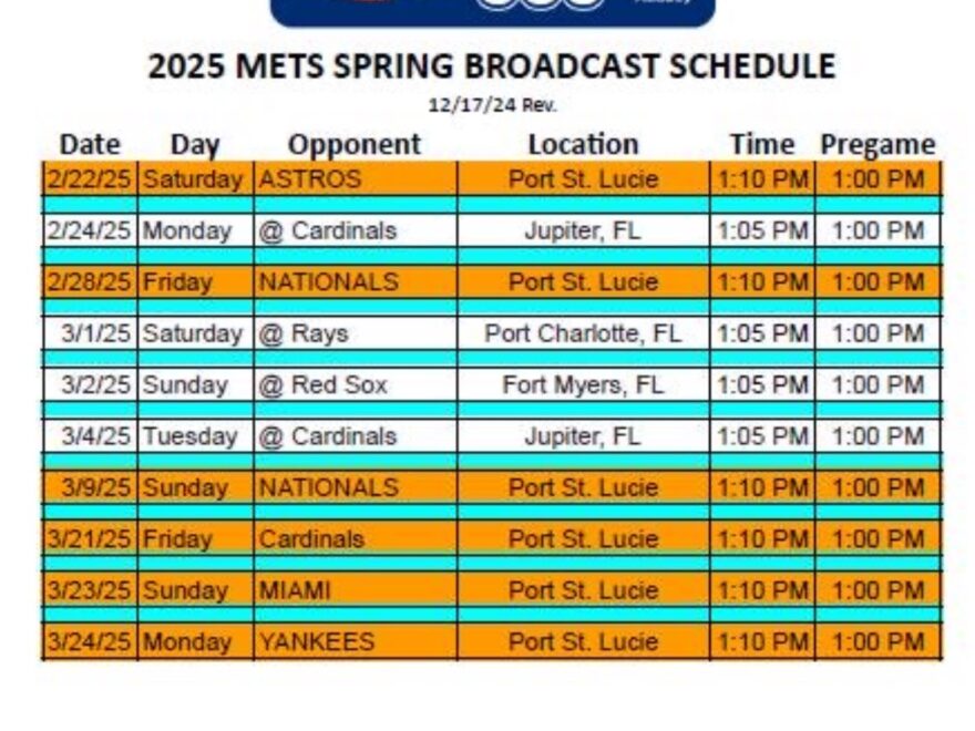 2025 Mets Spring Training Radio Schedule The Mets Police