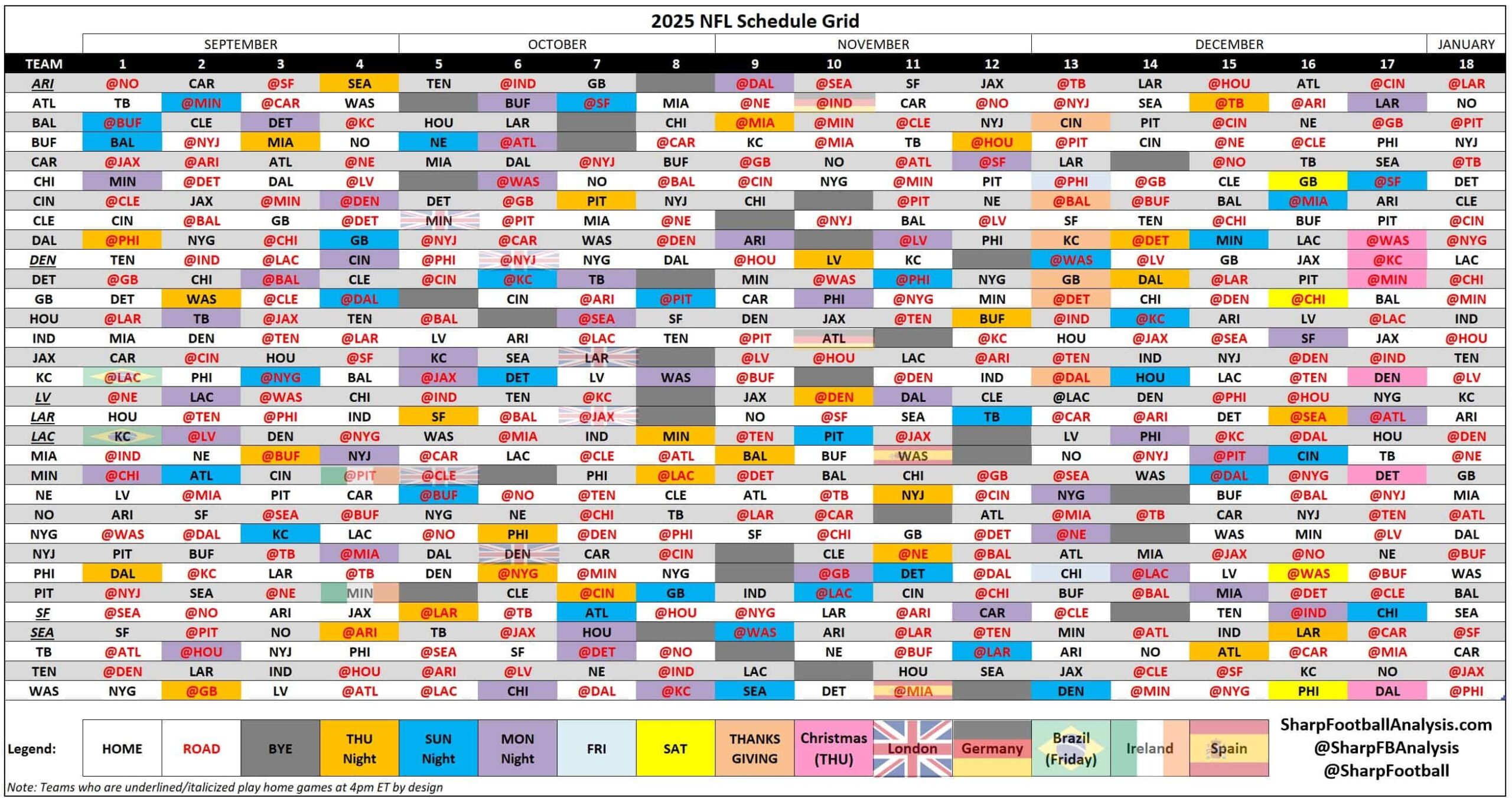 printable nfl schedule week 2