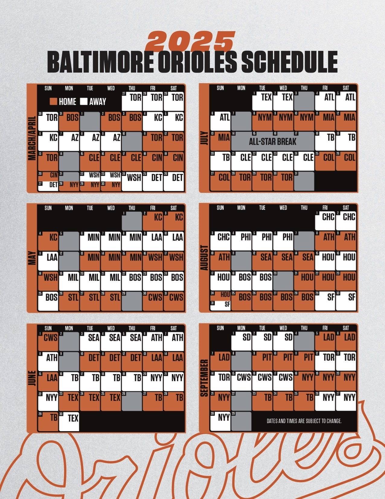 2025 Orioles Printable Schedule SouthBMore