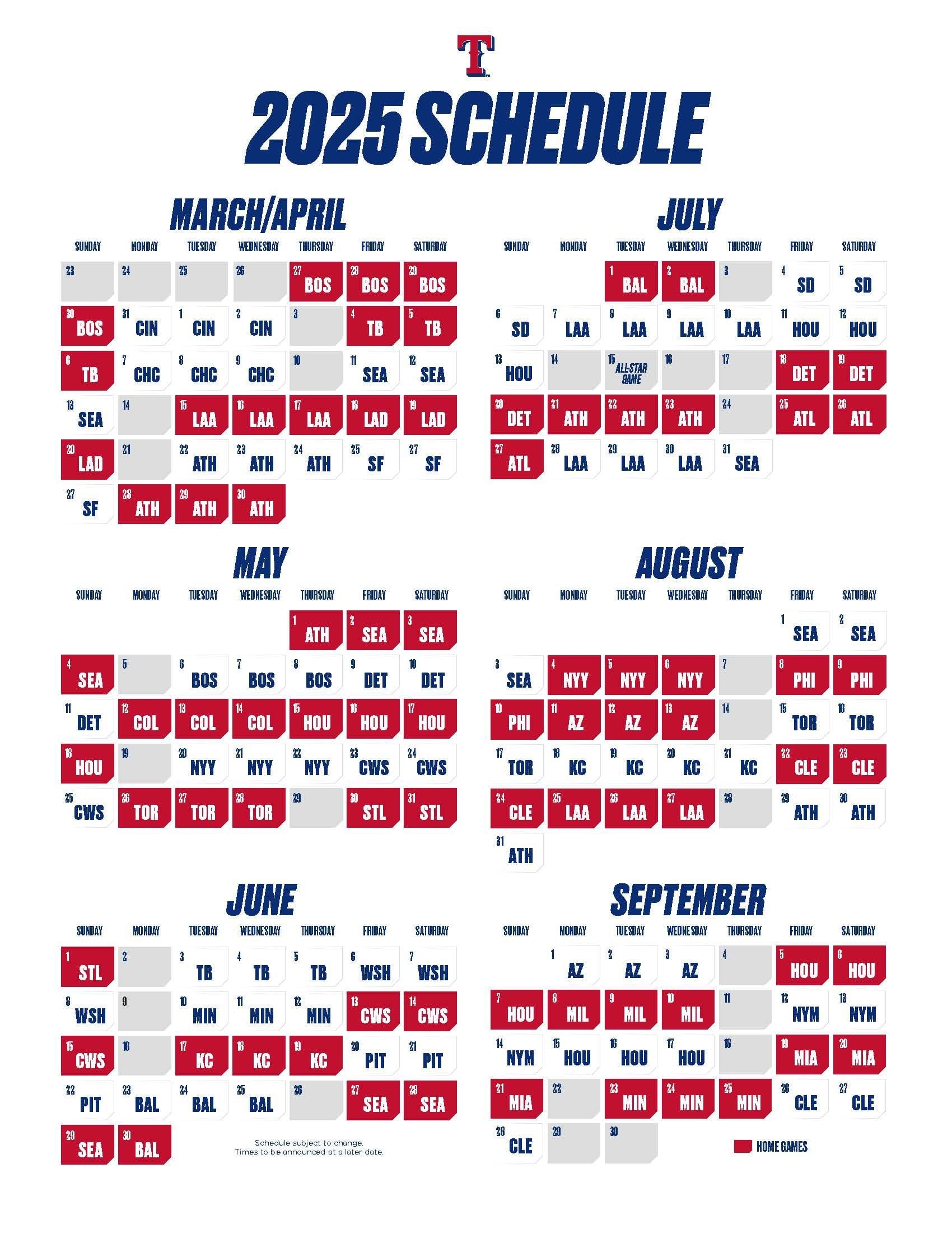 2025 Rangers Schedule Release Texas To Open Season Vs Boston Red Sox At Home 2025 Rangers Schedule Release Texas To Open Season Vs Boston Red Sox At Home