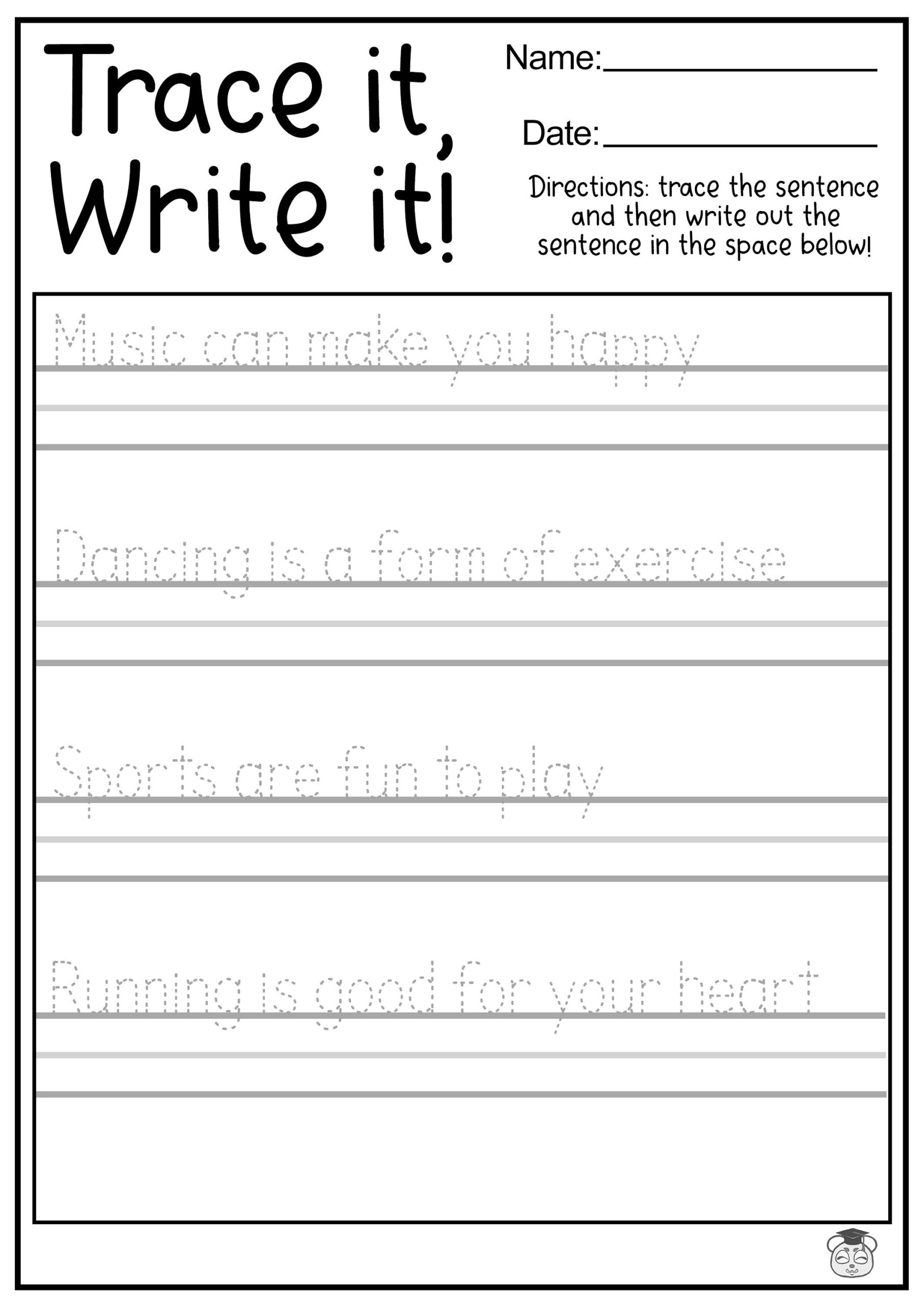 23 Printable Tracing And Writing English Worksheets Trace And Write The Sentences Practice Worksheets ages 3 7 KG1 To Grade 2 Etsy