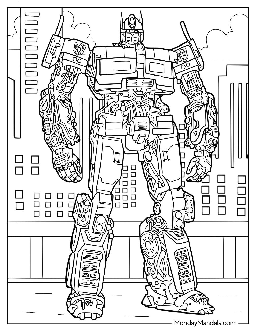 optimus prime coloring page