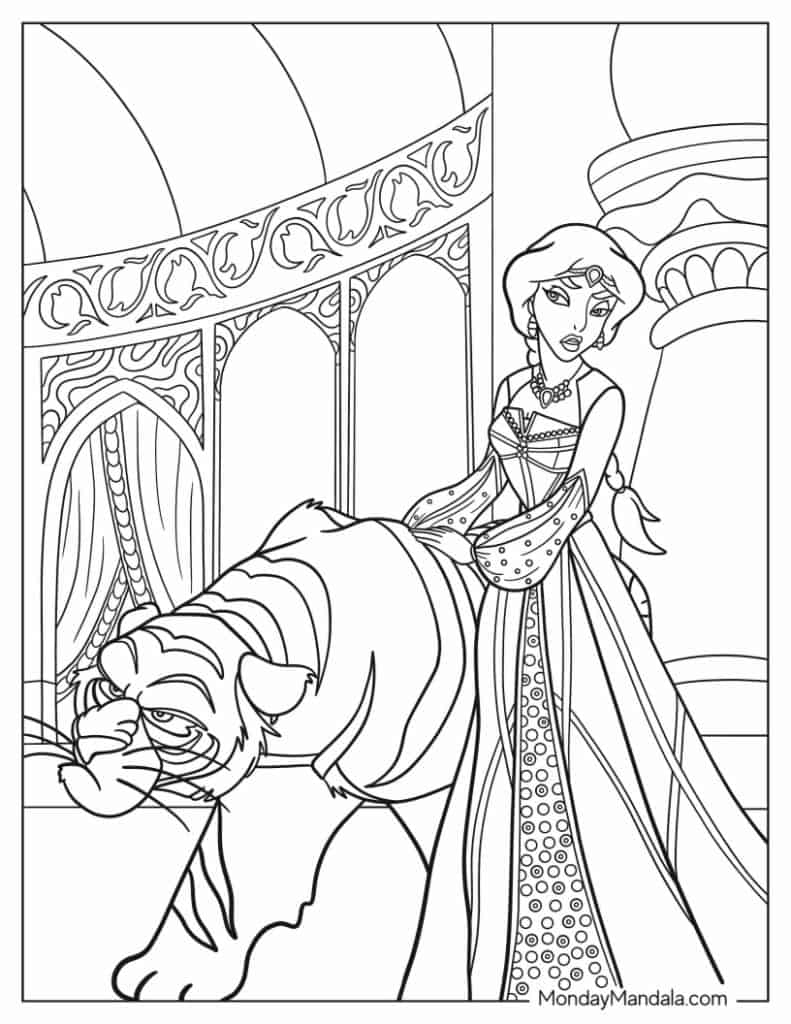 princess jasmine and aladdin coloring pages