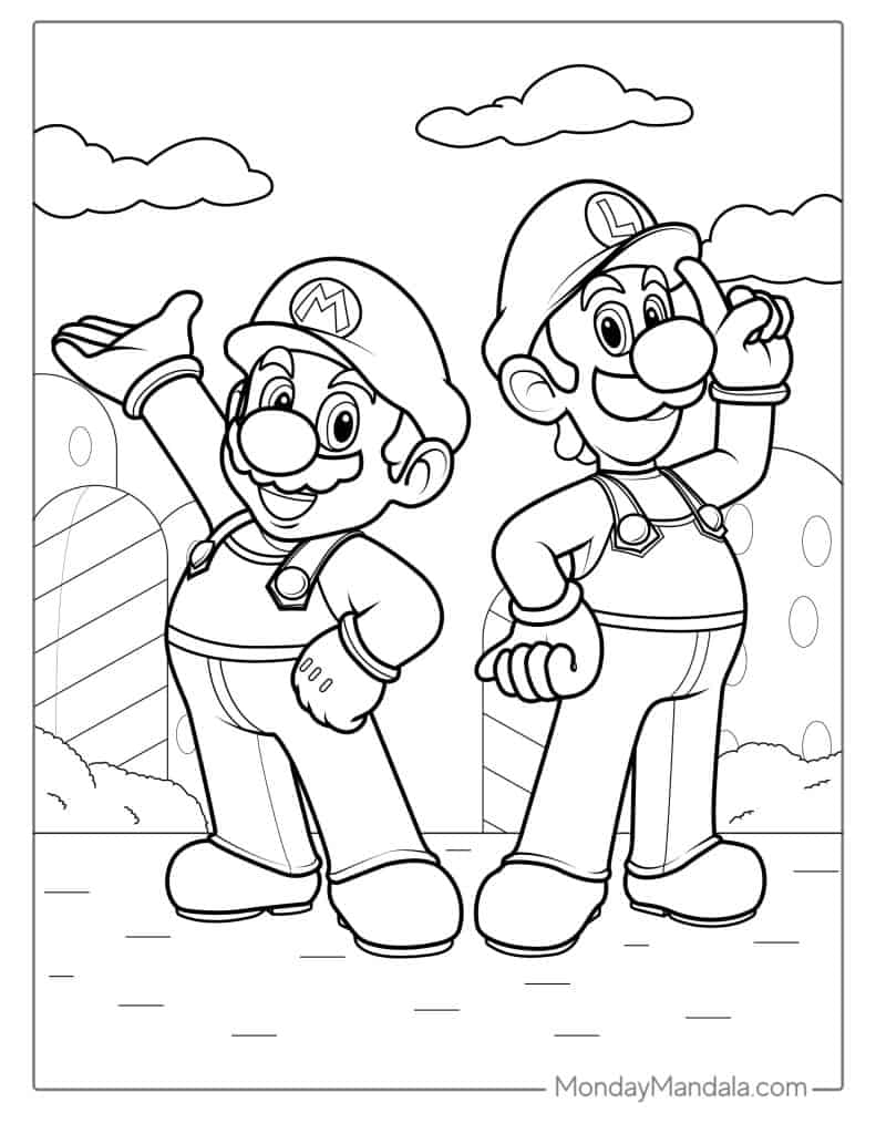 mario luigi coloring pages mario luigi coloring pages