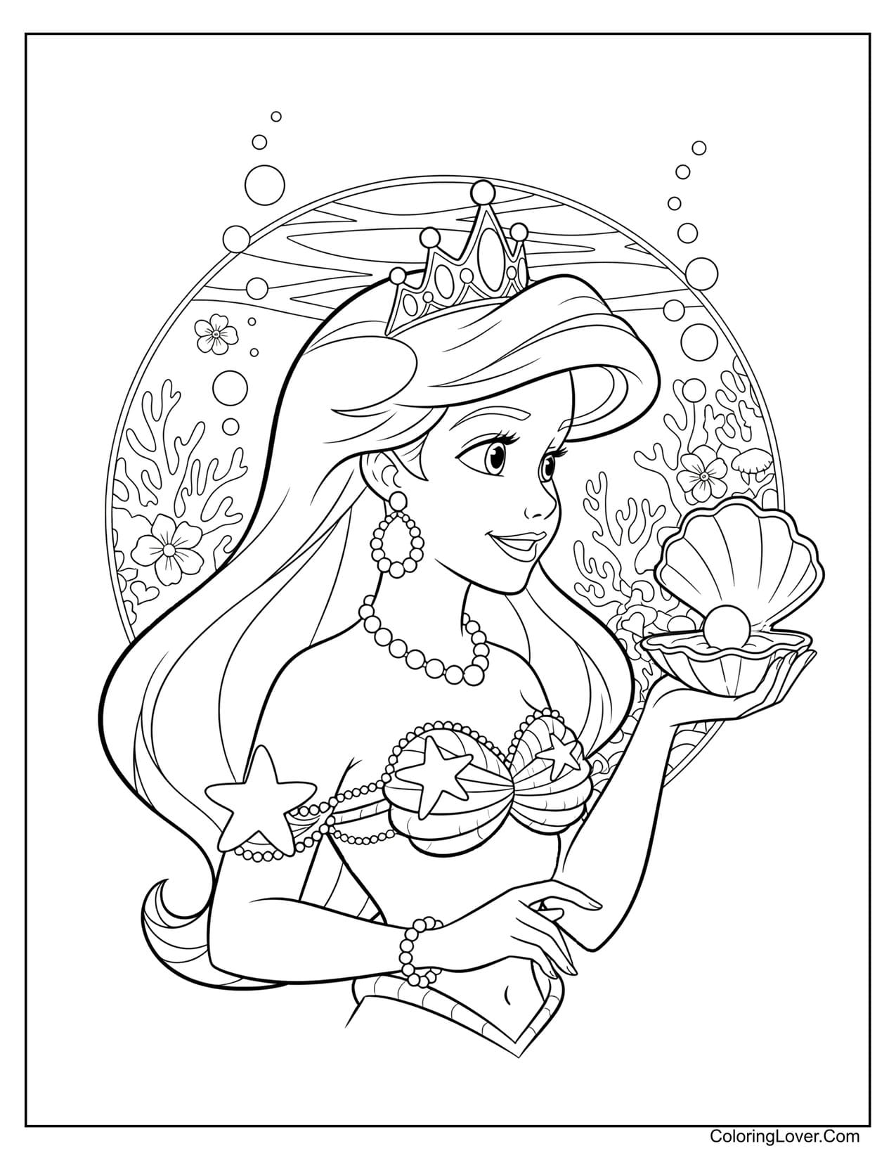 printable princess ariel coloring pages