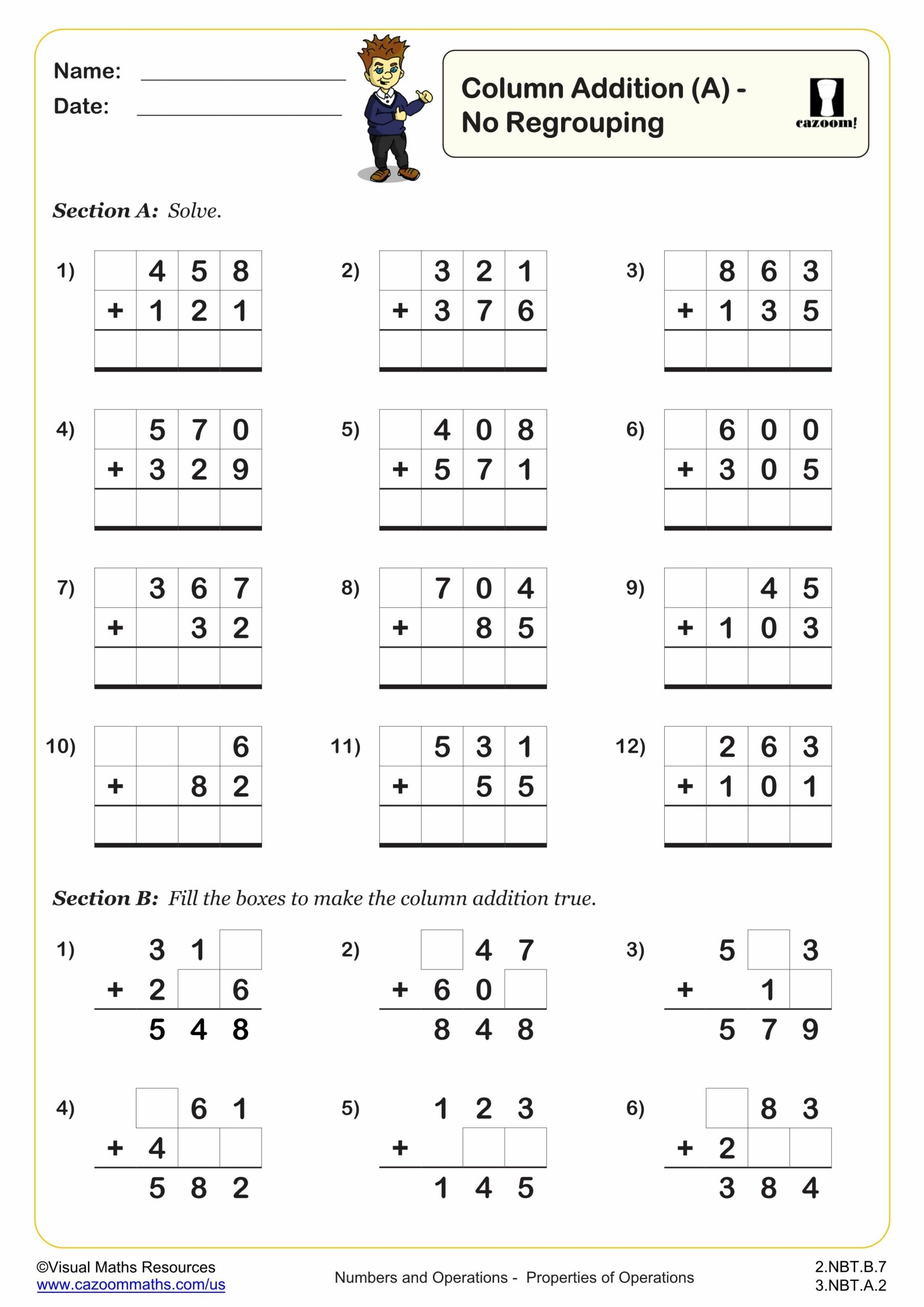 3rd Grade Addition Worksheets PDF Printable Worksheets Cazoom Math
