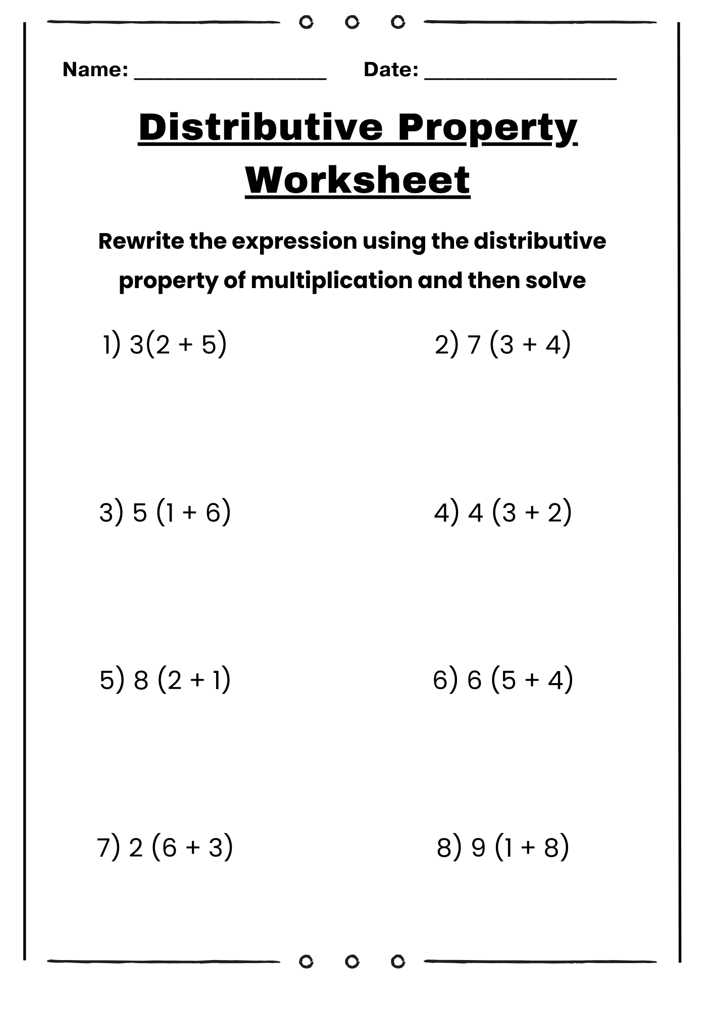 40 Distributive Property Worksheet Samples To Download In PDF