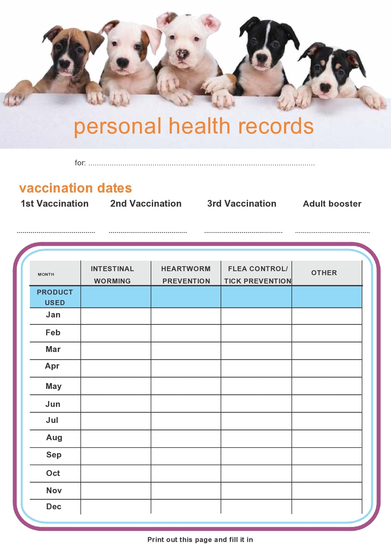 40 Printable Dog Puppy Vaccination Records TemplateArchive