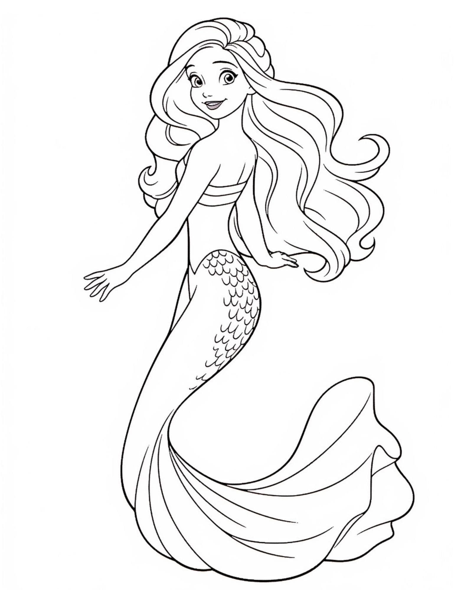 mermaid color pages printable