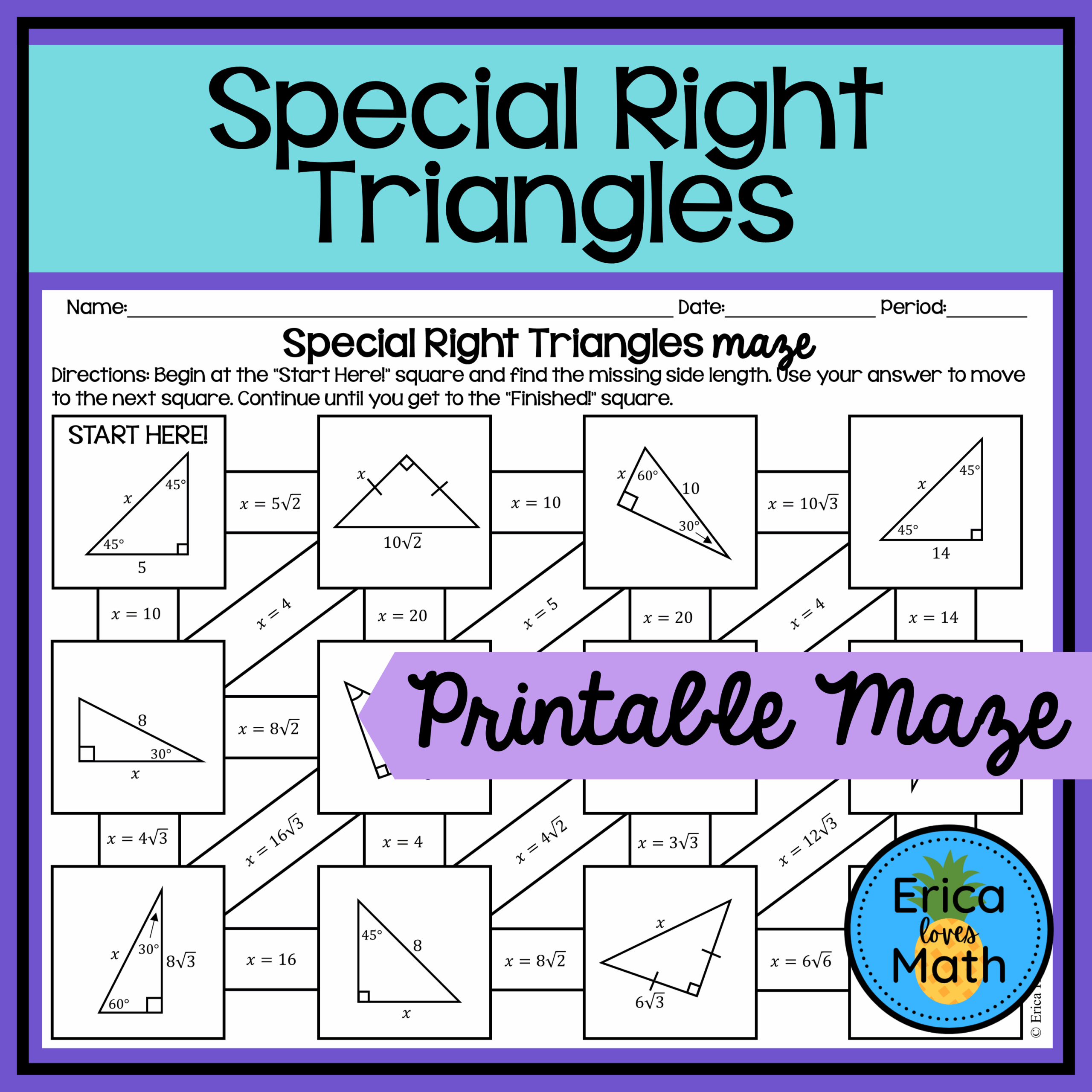 special right triangles worksheet special right triangles worksheet