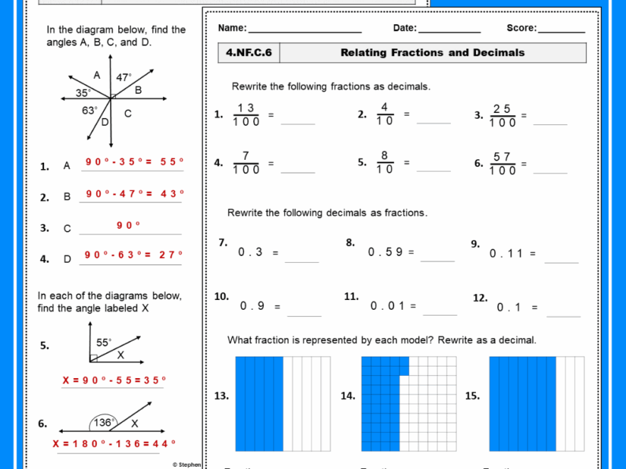 4th Grade Common Core Math Worksheets Common Core Math Assessments Made By Teachers