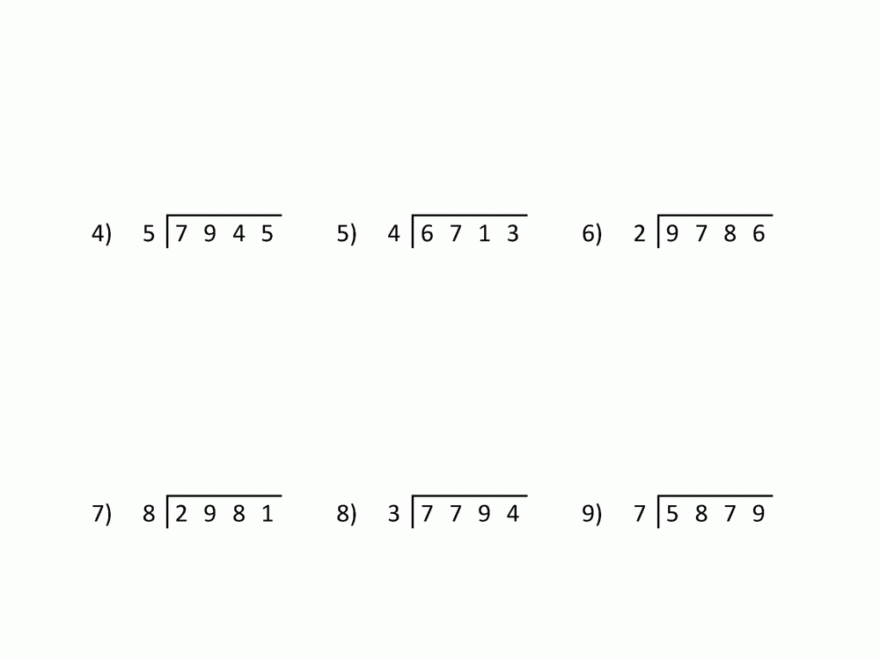 4th Grade Long Division Worksheets