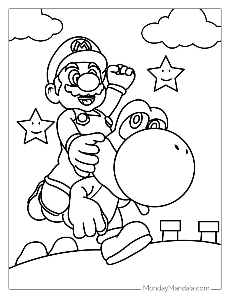 mario bros coloring pages printable