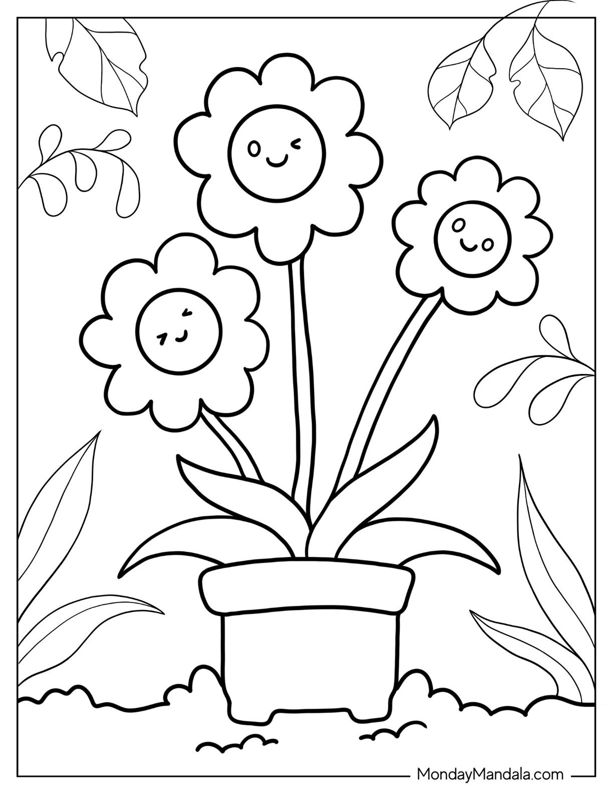 printable cute flower coloring pages