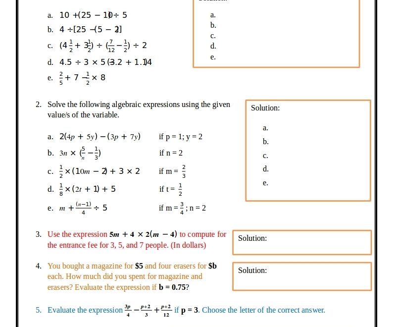 5th Grade Common Core Math Worksheets