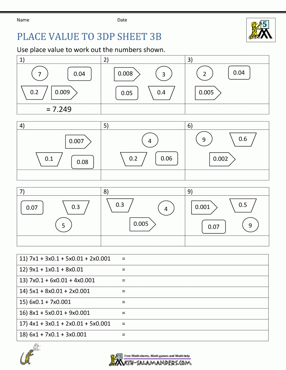 5th Grade Place Value Worksheets