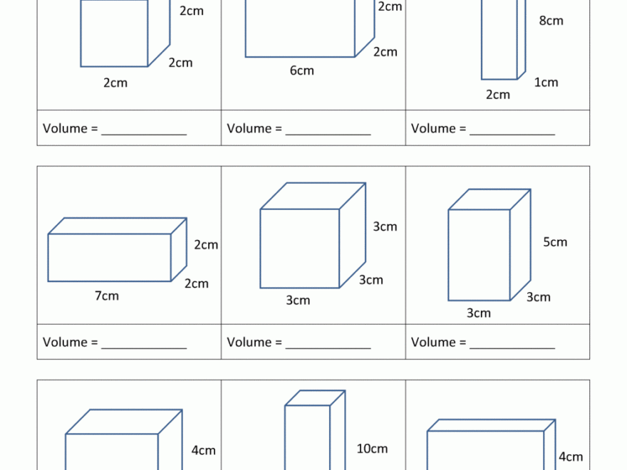 5th Grade Volume Worksheets