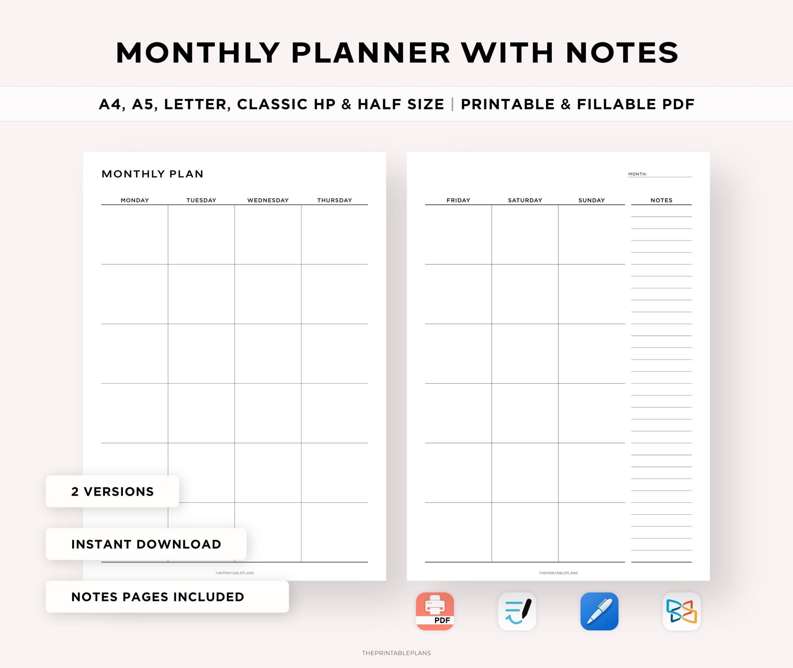 5x8 printable planning templates pdf