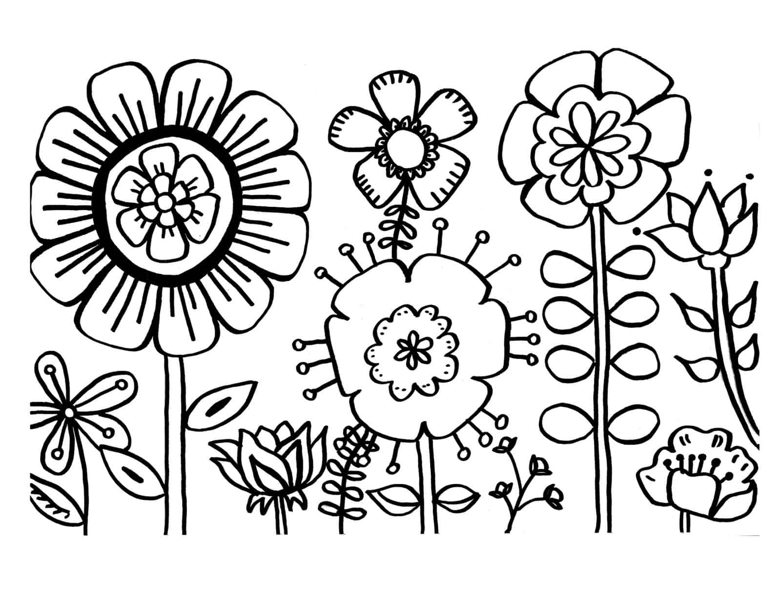 free printable flower colouring pages