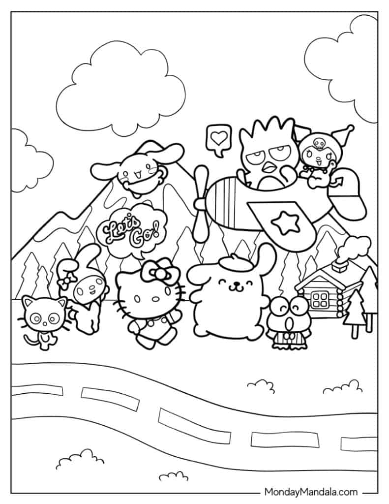 hello kitty and friends coloring pages