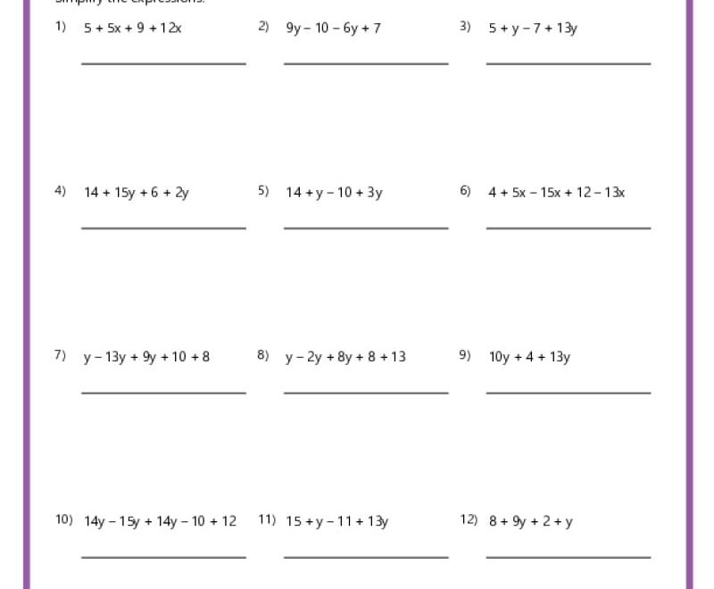 6th Grade Algebra Worksheets
