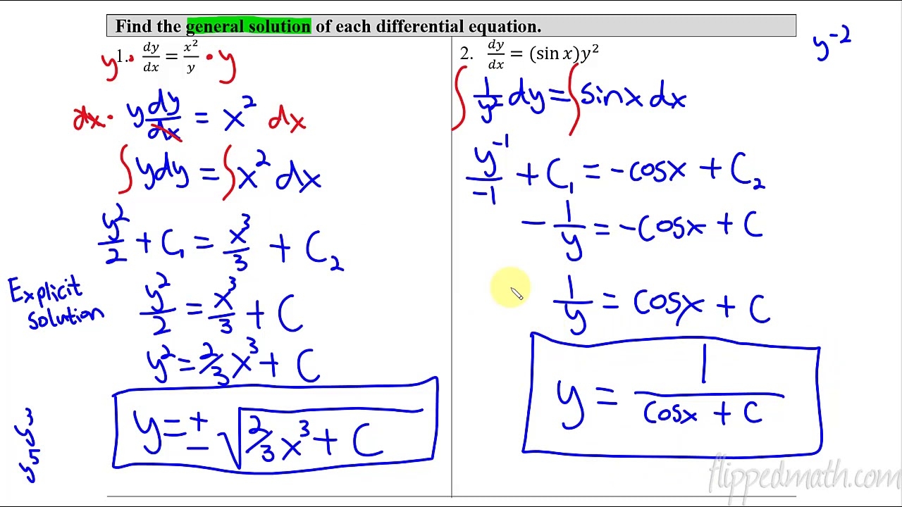 7 6 General Solutions Using Separation Of Variables Calculus 7 6 General Solutions Using Separation Of Variables Calculus