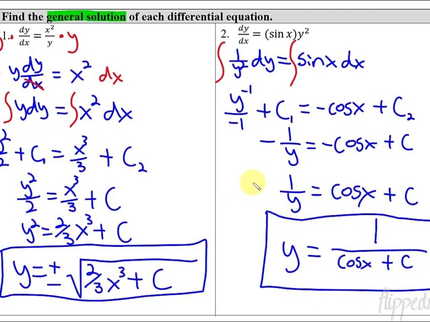 7 6 General Solutions Using Separation Of Variables Calculus