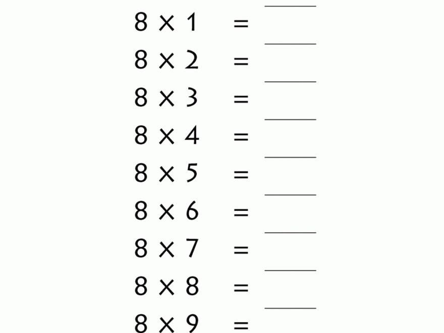 8 Times Table