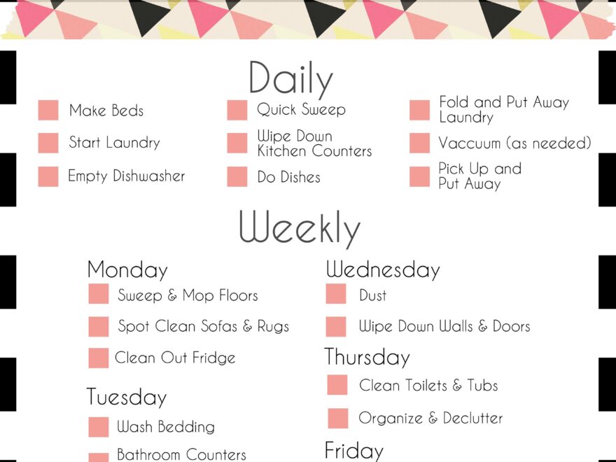 A Basic Cleaning Schedule Checklist Printable