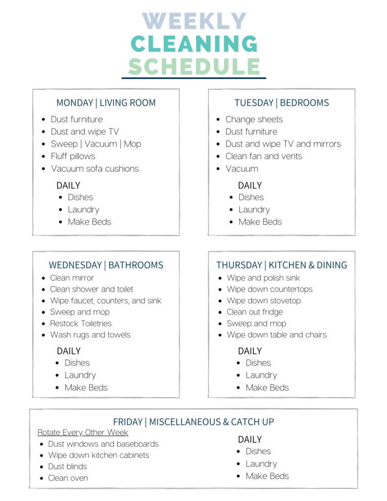 A Weekly Cleaning Checklist For A Cleaner Happier Home a Free Printable  A Weekly Cleaning Checklist For A Cleaner Happier Home a Free Printable