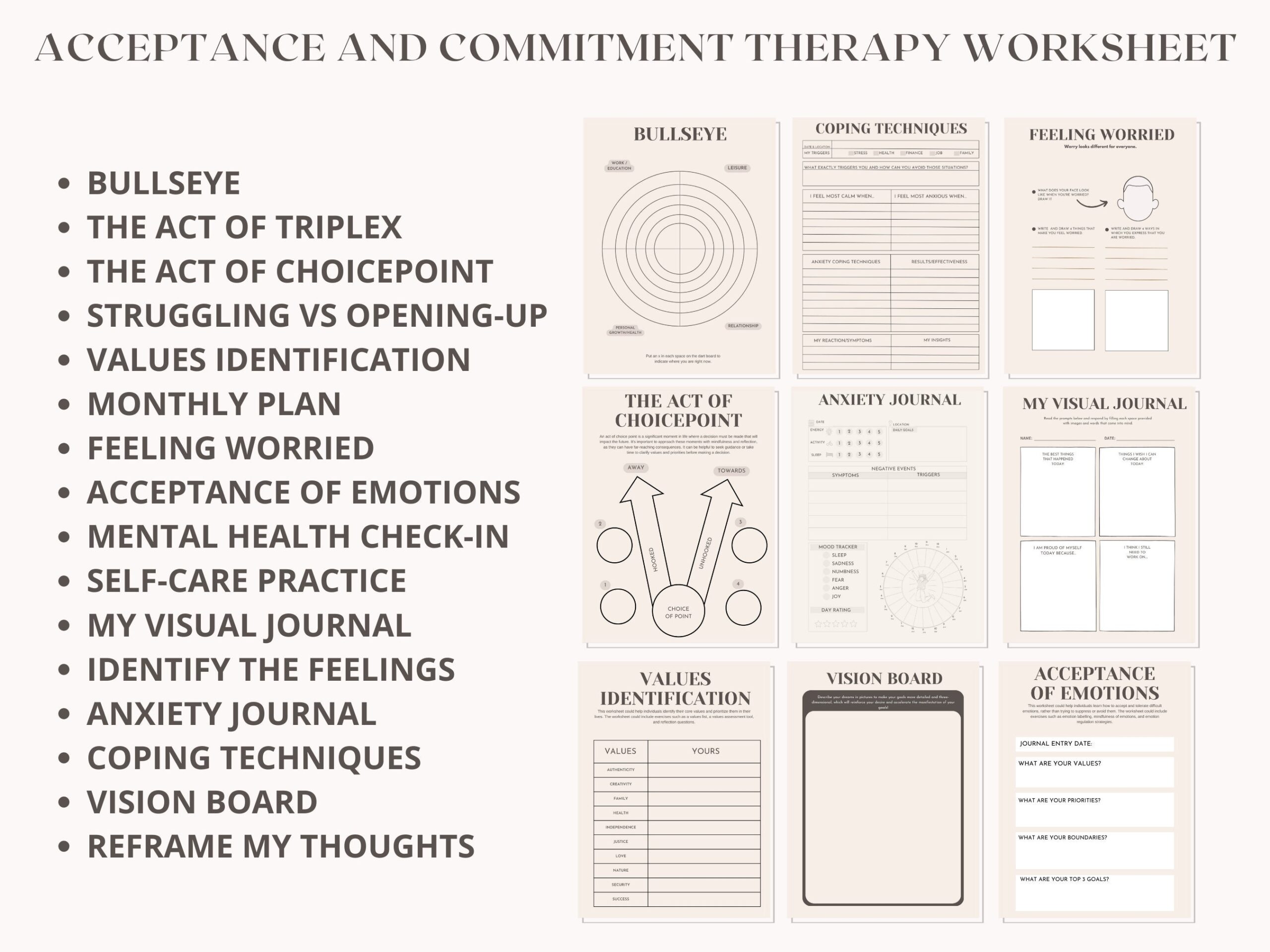 acceptance and commitment therapy worksheets acceptance and commitment therapy worksheets